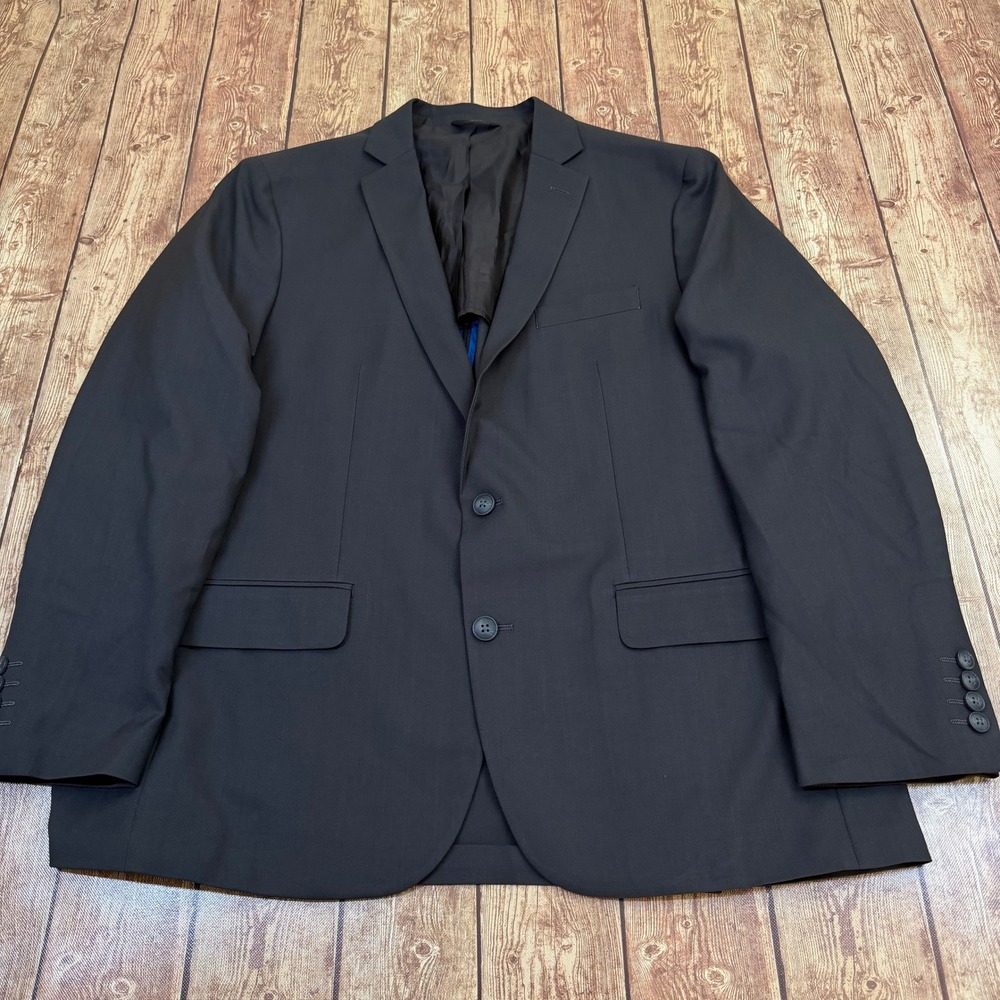 Haggar Smart Wash Repreve Suit Jacket Mens 46 Regular Black Slim Fit Blazer